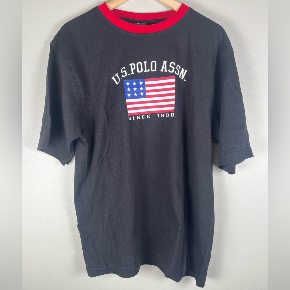 U.S. Polo Assn. Black Graphic Logo Short Sleeve T-shirt Size X-large Cotton